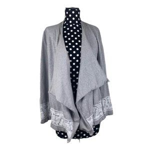 Chelsea & Theodore White Lace Gray Cardigan Flowy